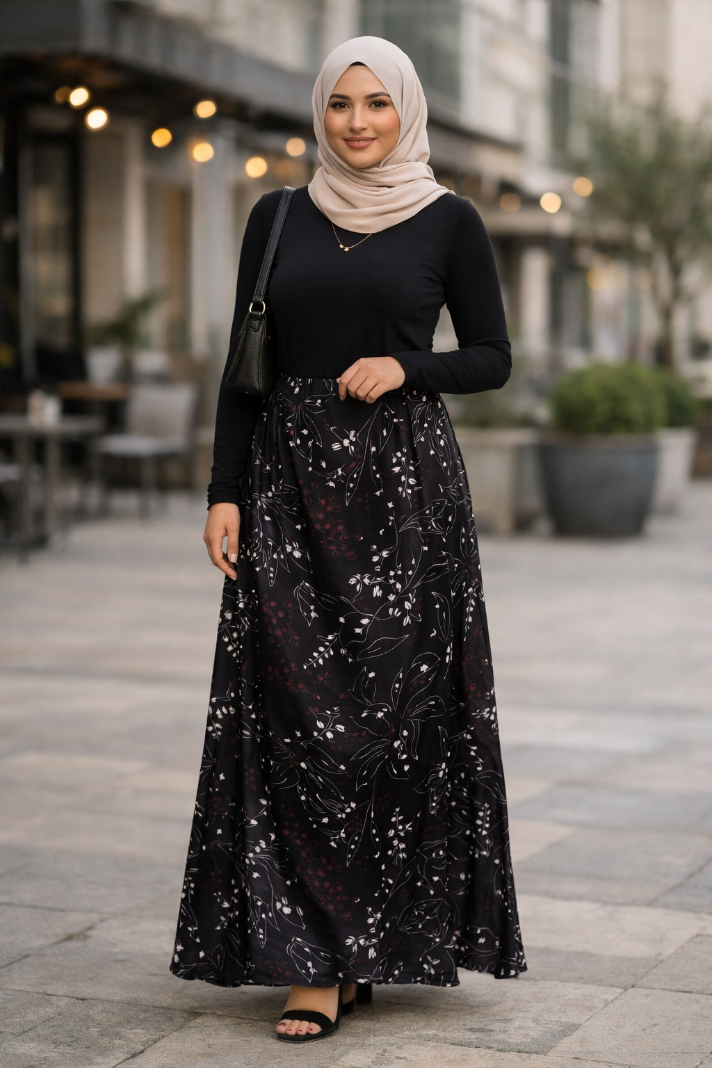Satin Flared Maxi Skirt