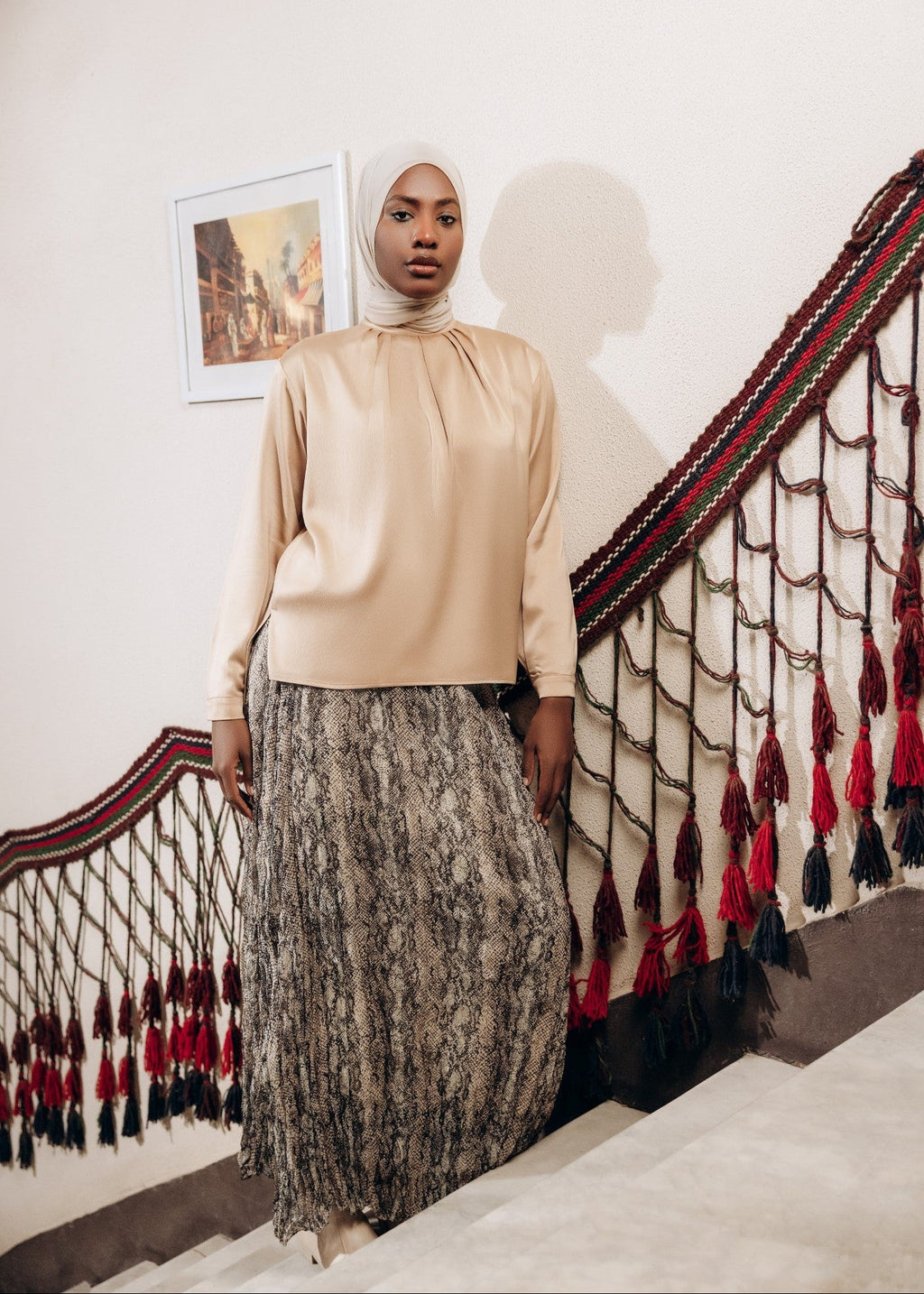 Snake Print Chiffon Skirt