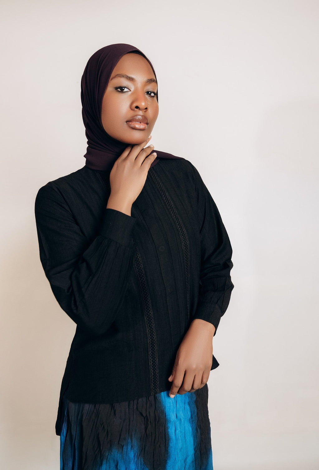 Crinkle Texture Cotton Blouse