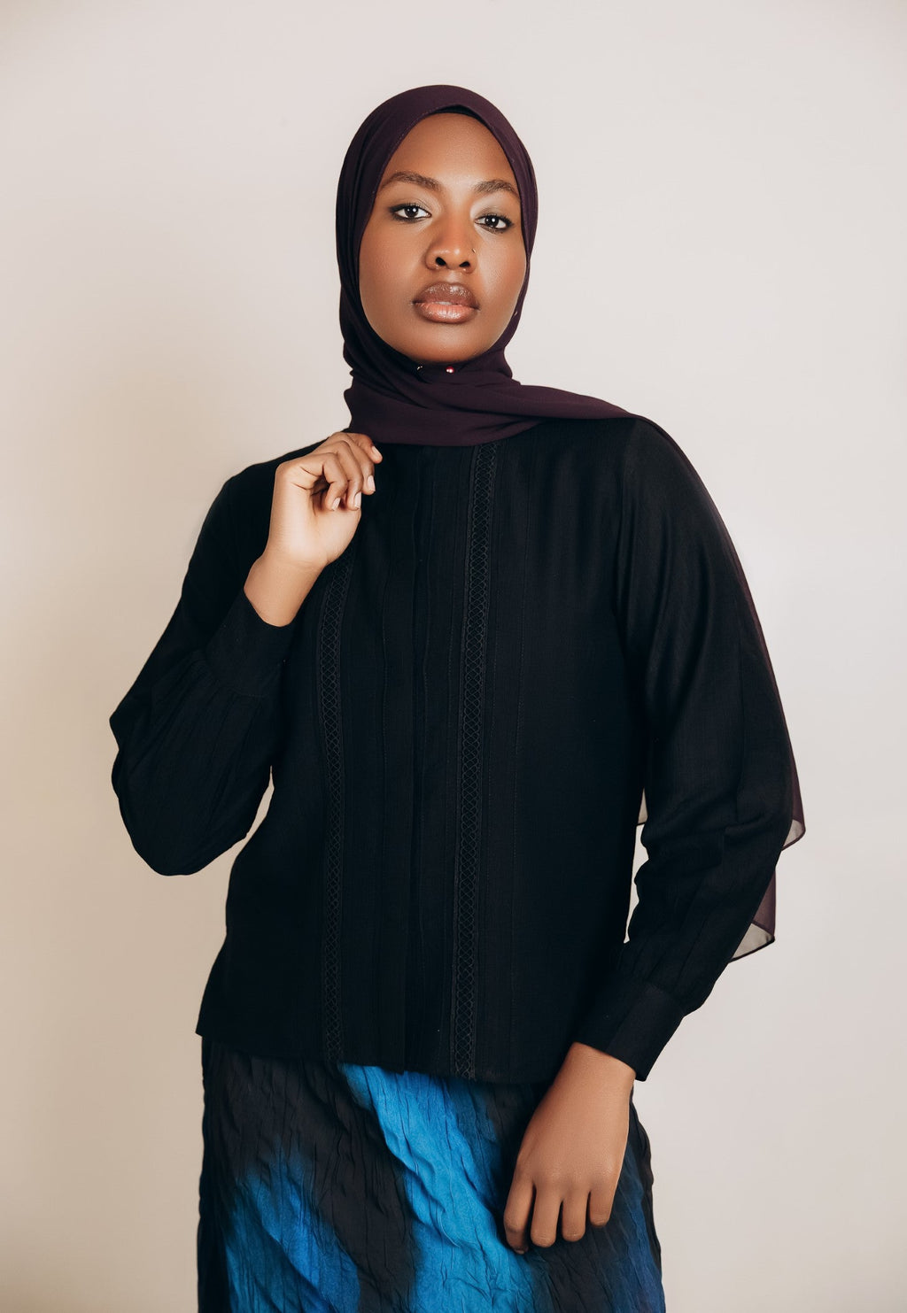 Crinkle Texture Cotton Blouse