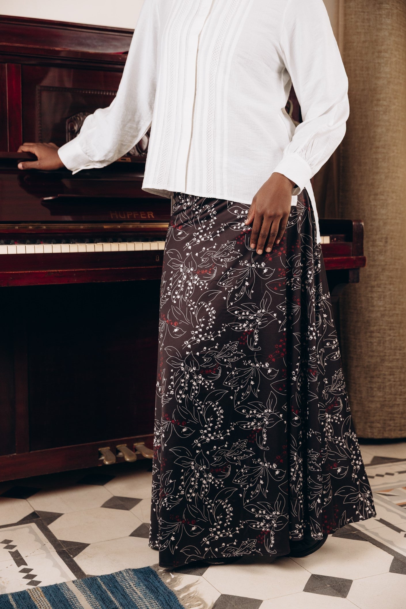 Satin Flared Maxi Skirt