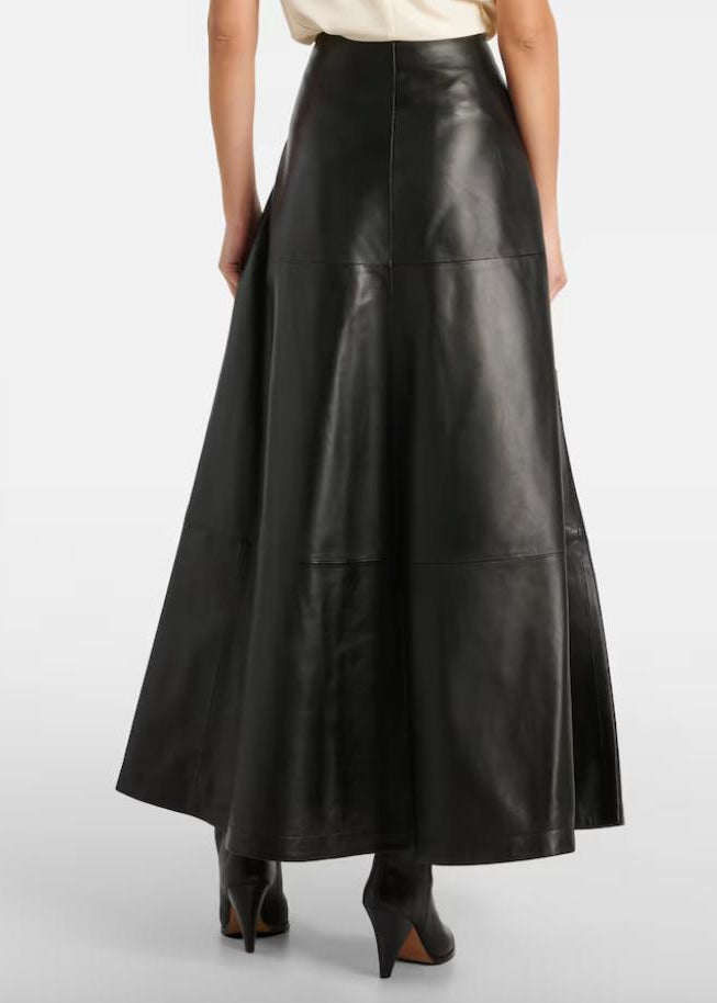 Black Leather maxi Skirt3