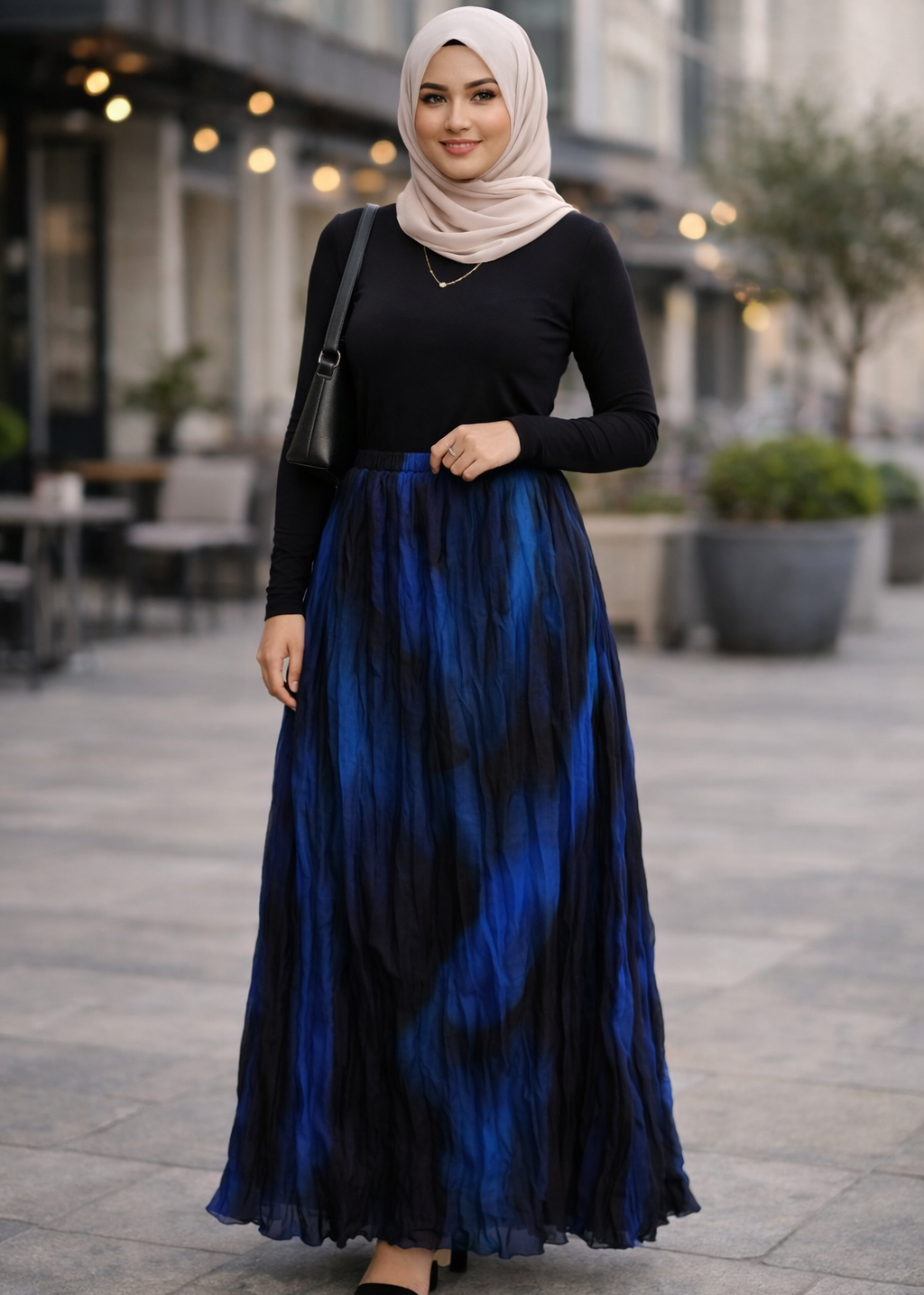 Blue Teal Chiffon Maxi Skirt