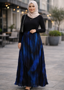 Blue Teal Chiffon Maxi Skirt