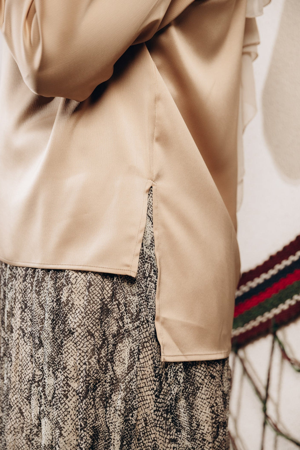 Modest  Long Sleeve Satin Blouse