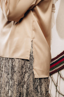 Modest  Long Sleeve Satin Blouse