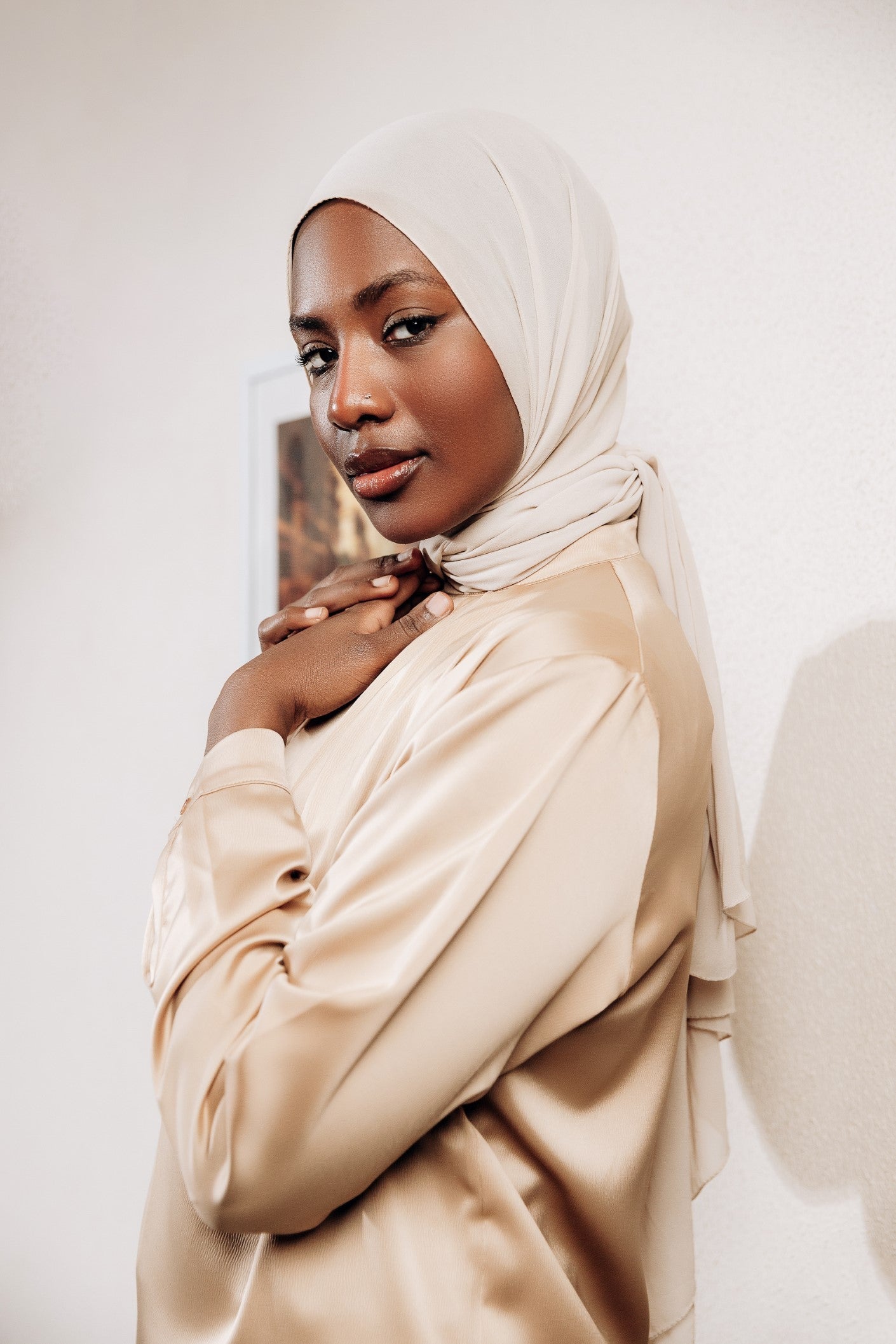 Modest  Long Sleeve Satin Blouse