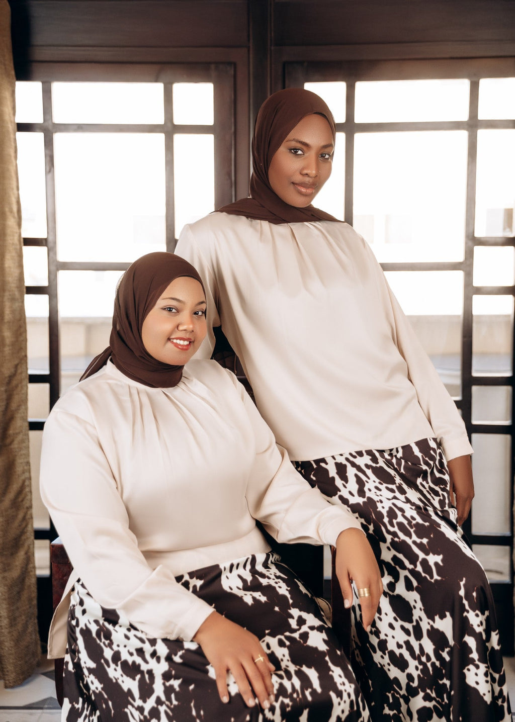 Cow-Print Satin Maxi Skirt