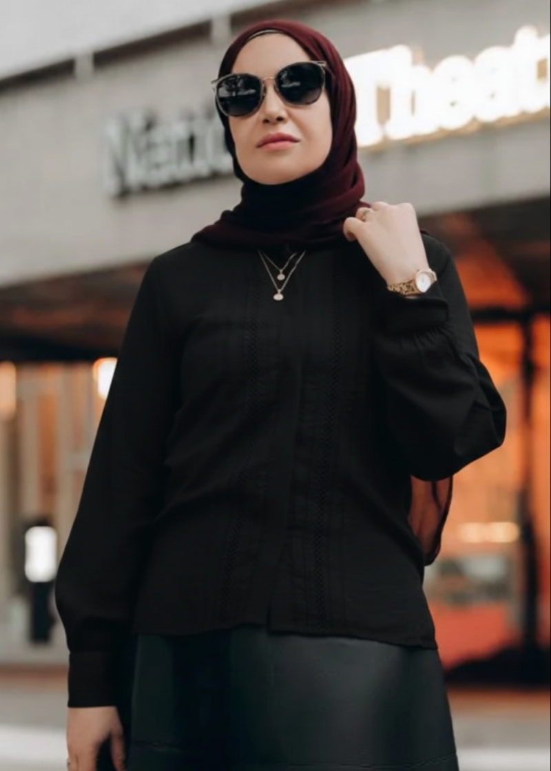 Crinkle Texture Cotton Blouse