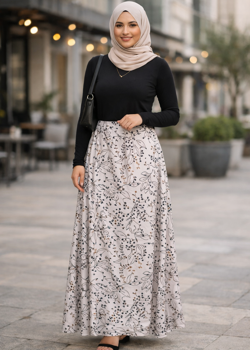 Satin Flared Maxi Skirt