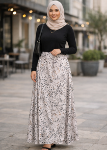 Satin Flared Maxi Skirt