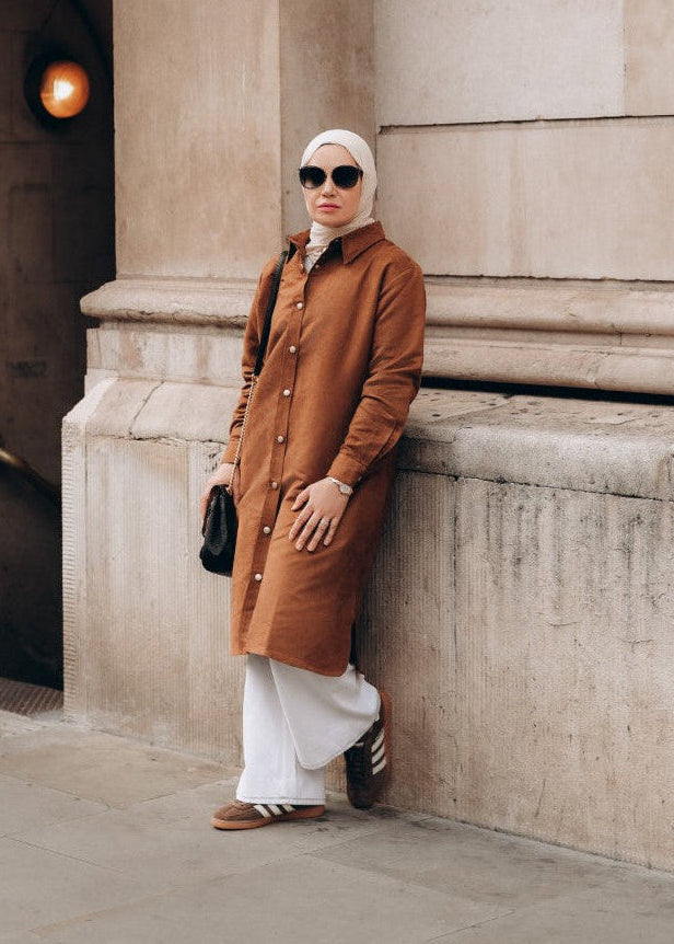 Modest Suede Shirt Dress