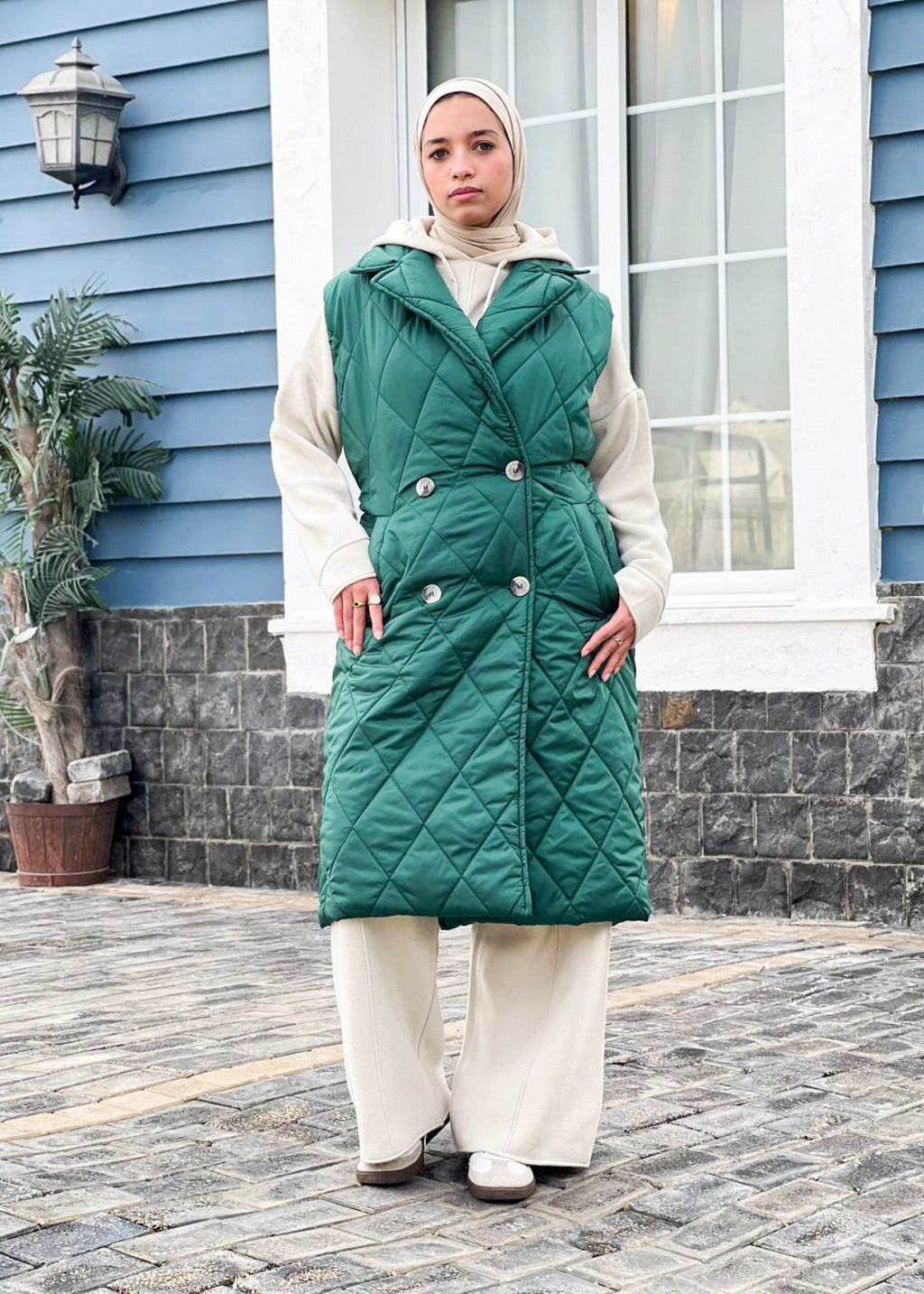 Nove long Quilted Gilet