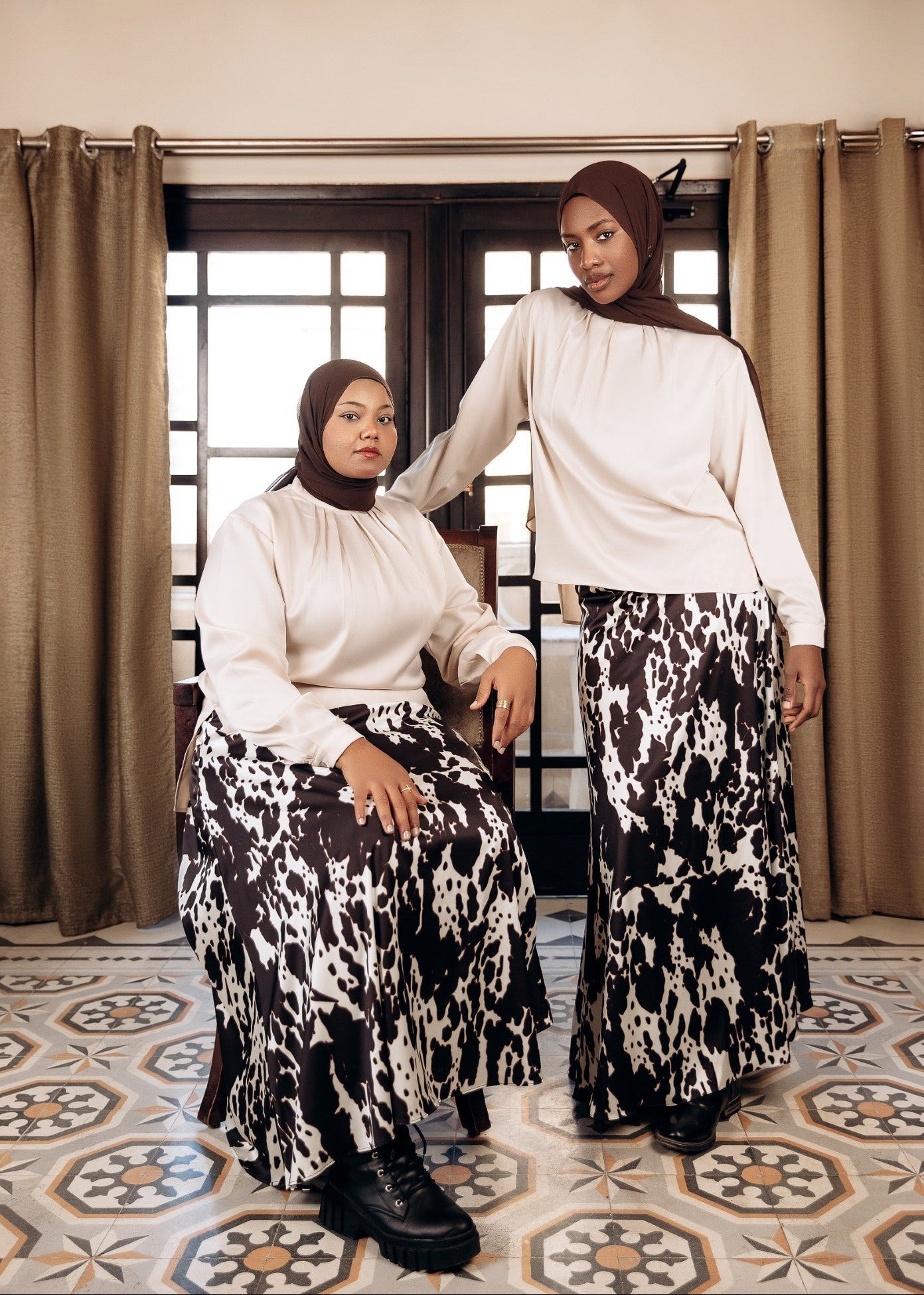 Modest  Long Sleeve Satin Blouse