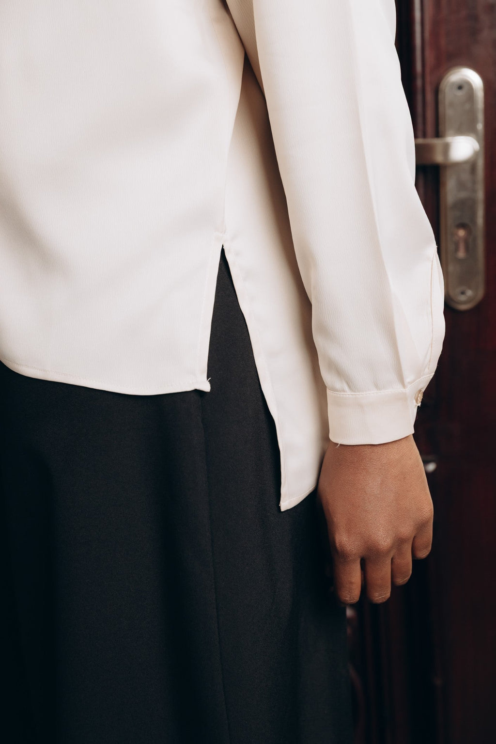 Modest  Long Sleeve Satin Blouse