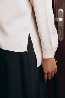 Modest  Long Sleeve Satin Blouse