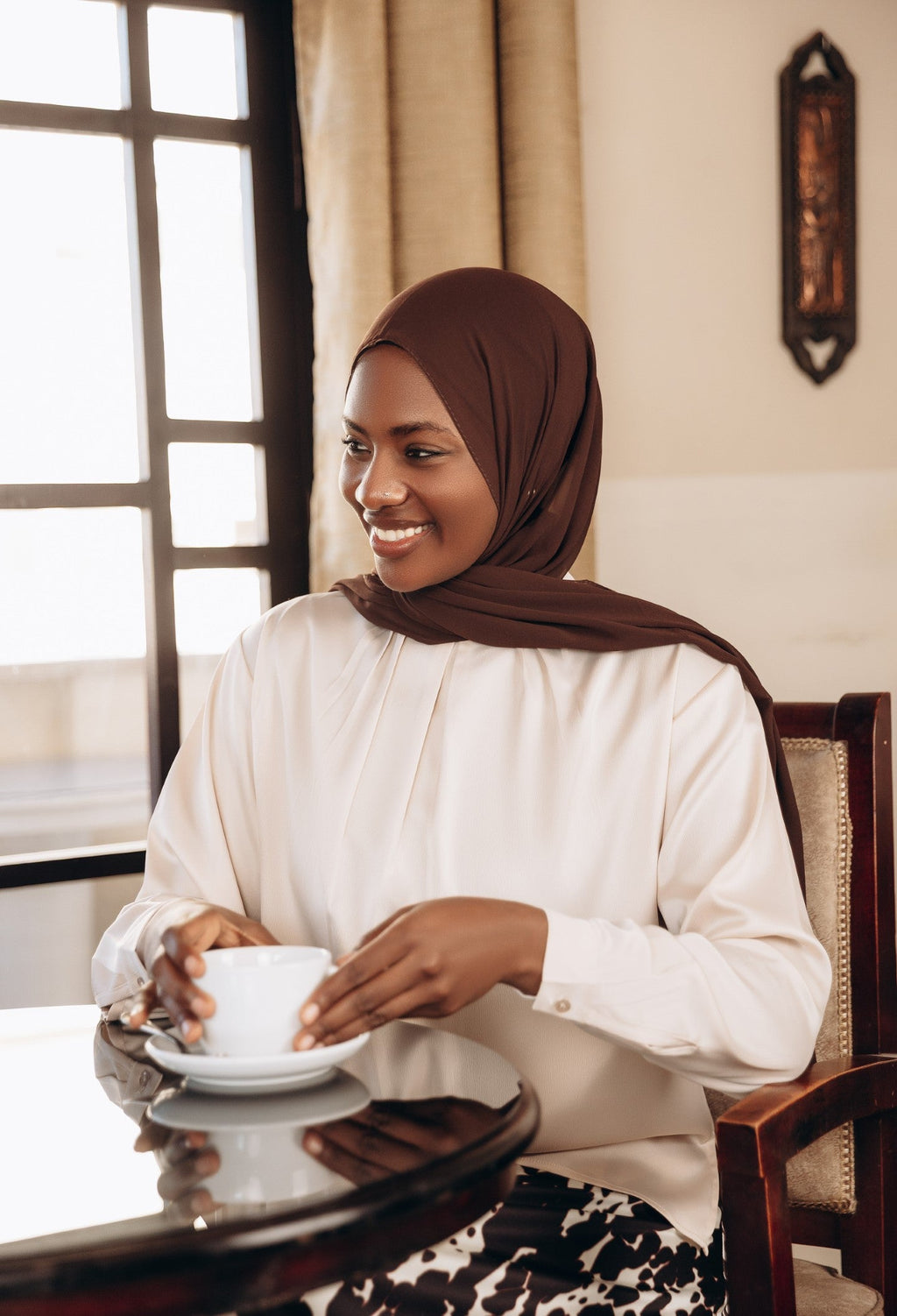 Modest  Long Sleeve Satin Blouse