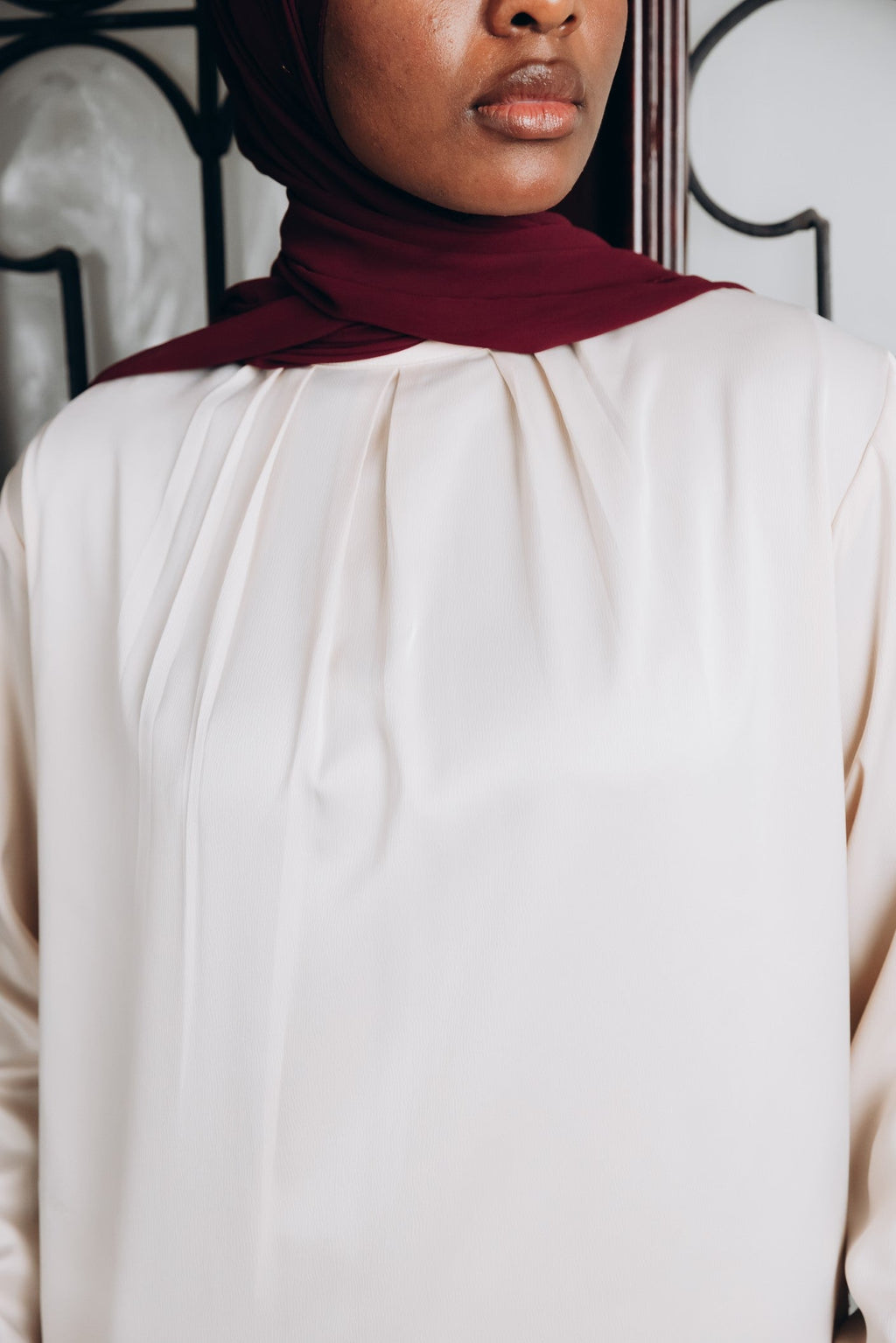 Modest  Long Sleeve Satin Blouse