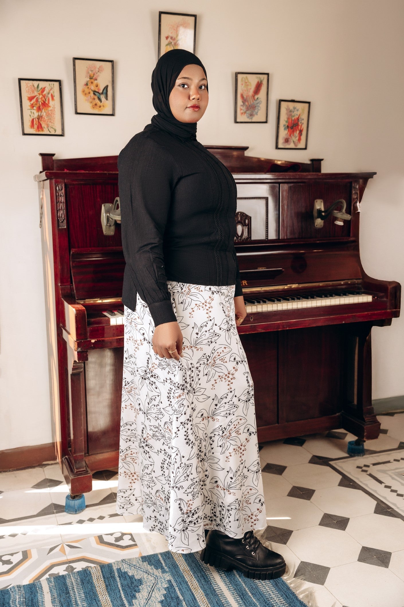 Satin Flared Maxi Skirt