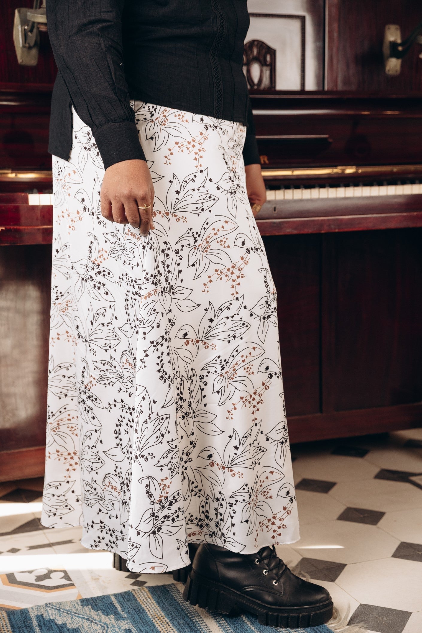 Satin Flared Maxi Skirt