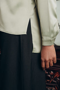 Modest  Long Sleeve Satin Blouse