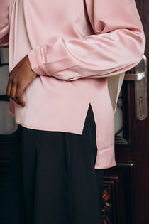 Modest  Long Sleeve Satin Blouse