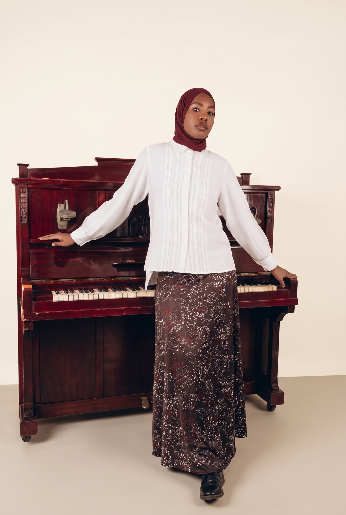 Satin Flared Maxi Skirt
