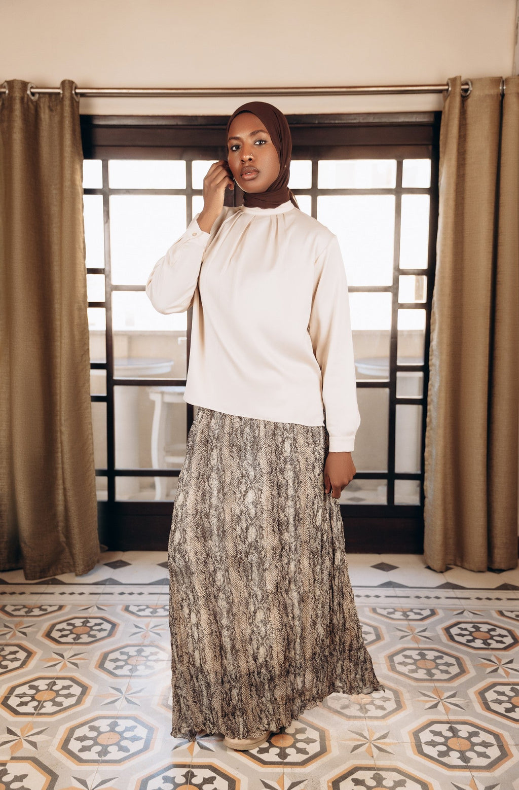 Snake Print Chiffon Skirt