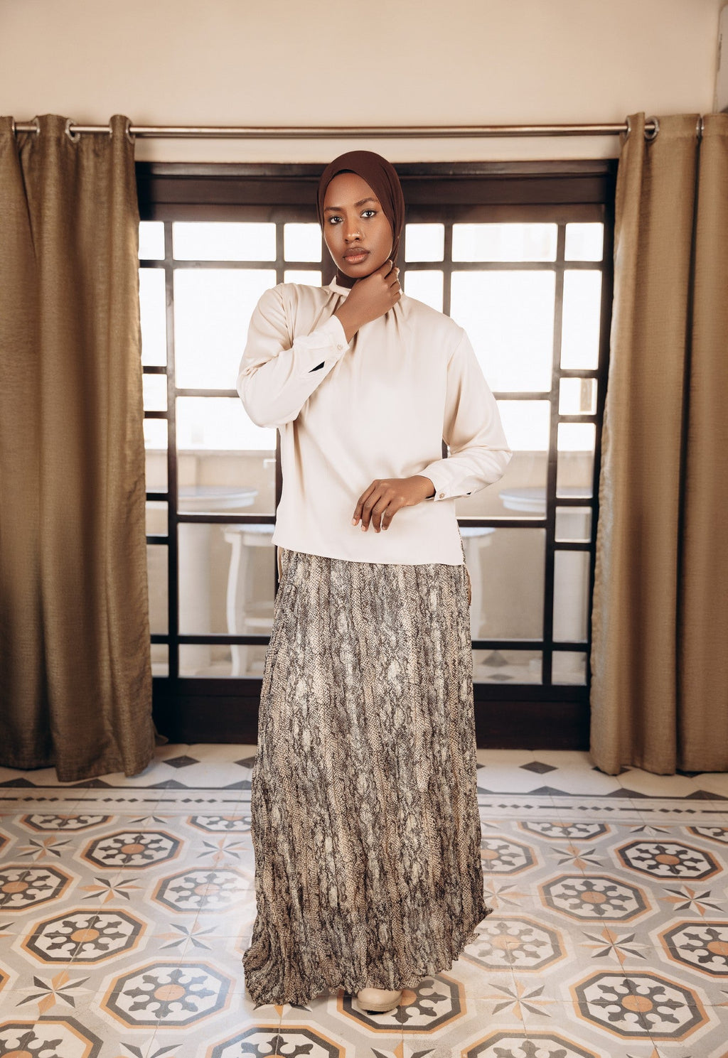 Snake Print Chiffon Skirt