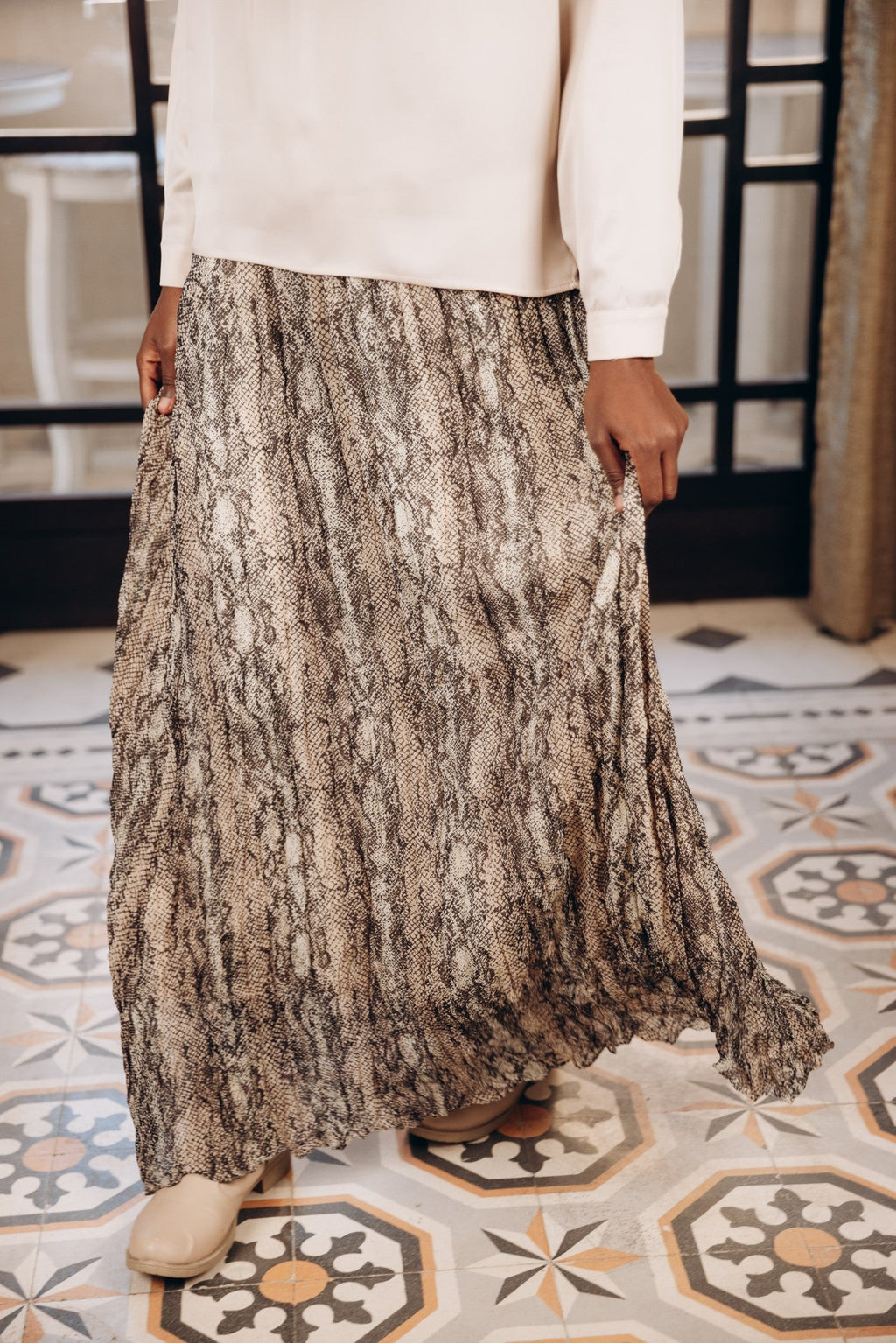 Snake Print Chiffon Skirt
