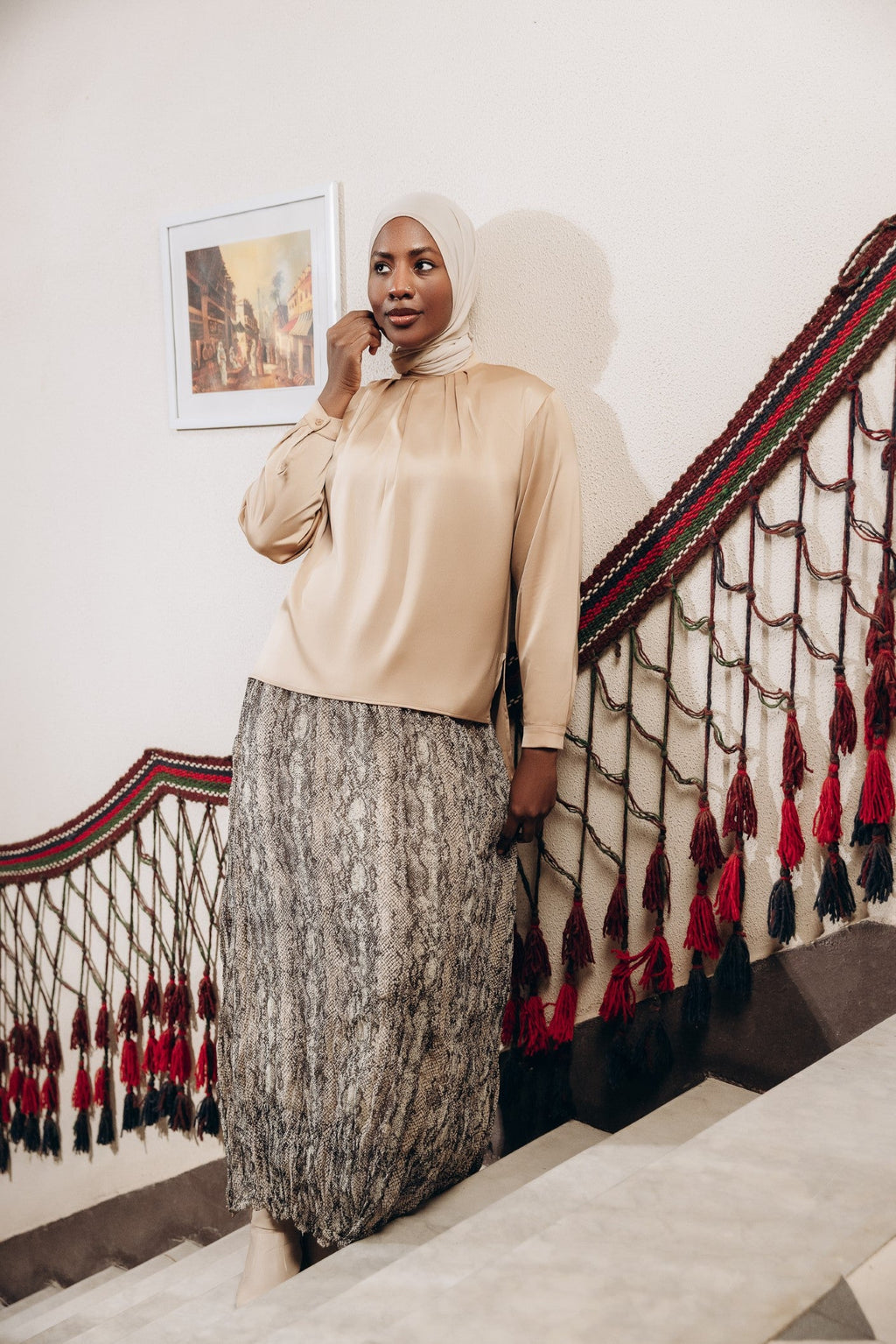 Snake Print Chiffon Skirt