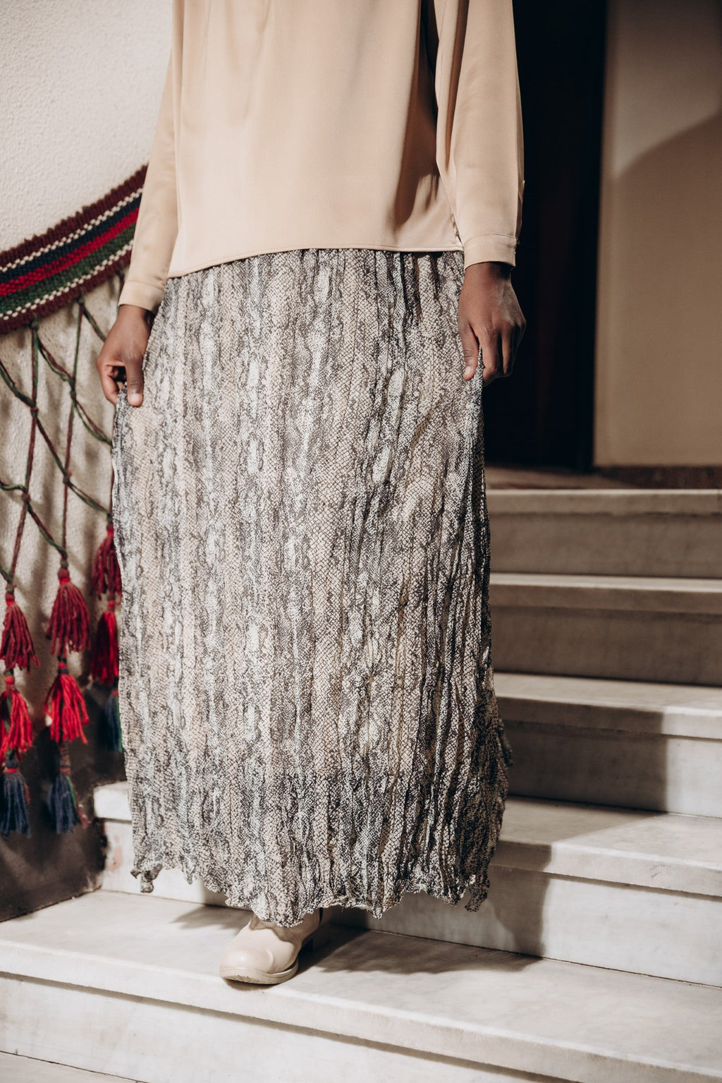Snake Print Chiffon Skirt
