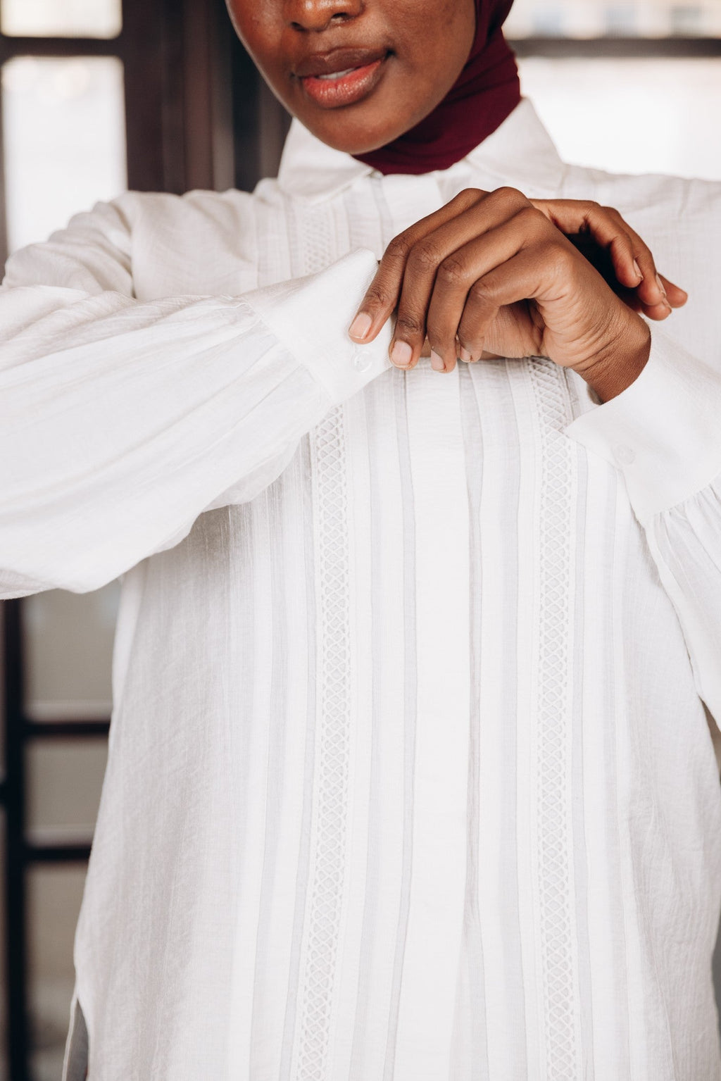 Crinkle Texture Cotton Blouse