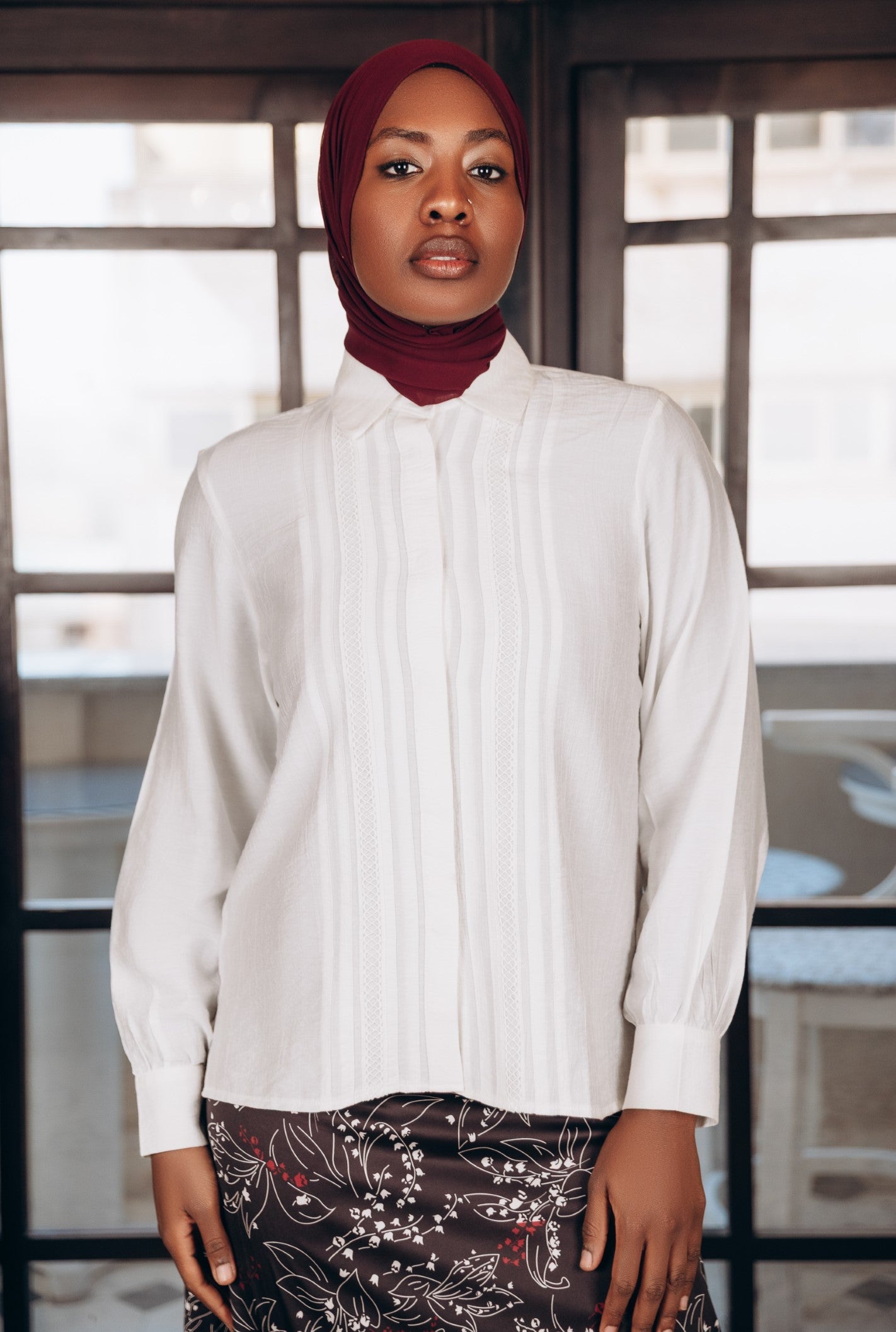 Crinkle Texture Cotton Blouse