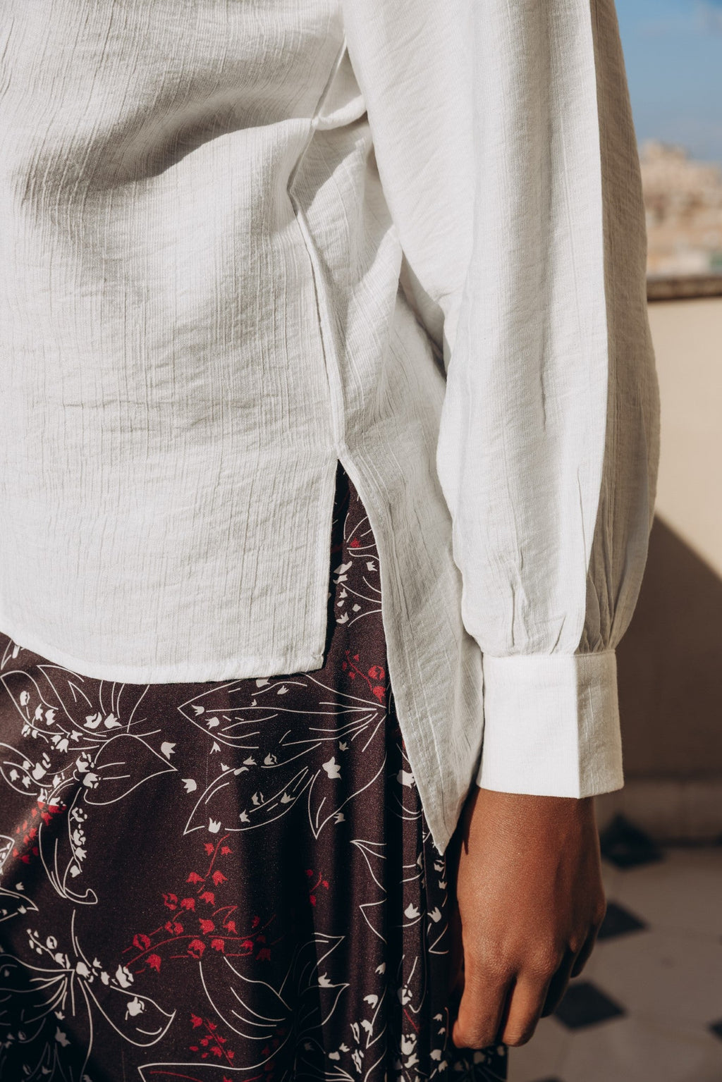 Crinkle Texture Cotton Blouse