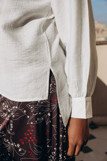 Crinkle Texture Cotton Blouse