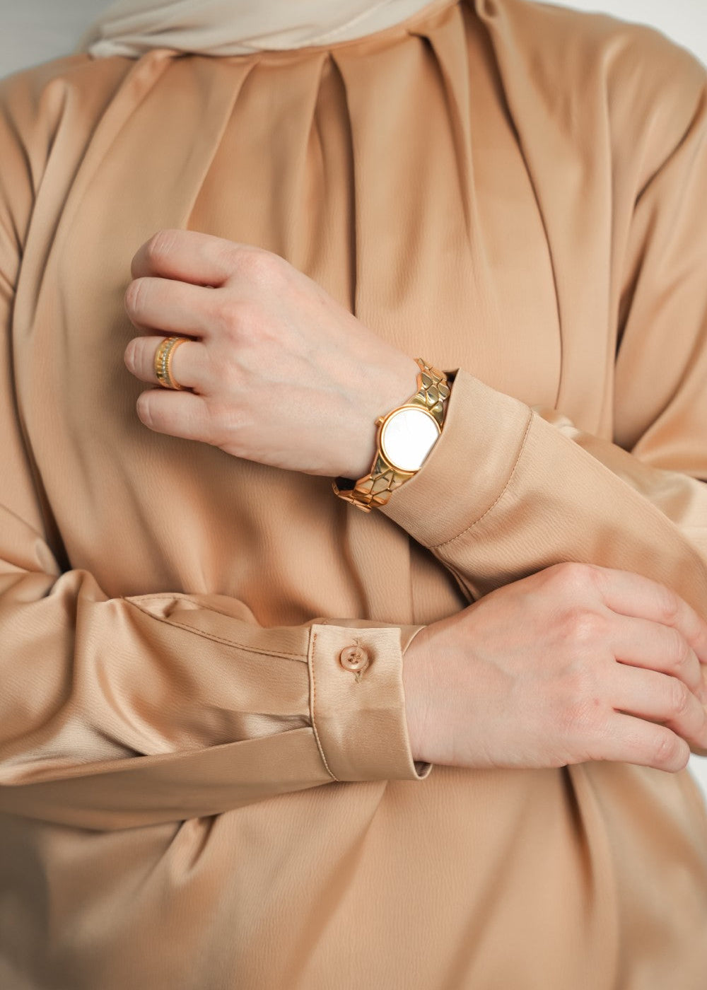Modest  Long Sleeve Satin Blouse