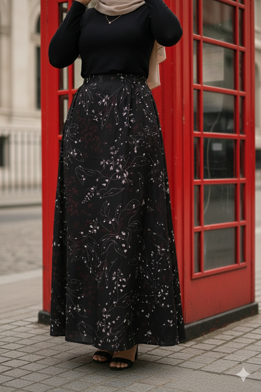 Satin Flared Maxi Skirt