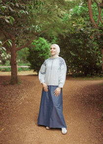 Balloon Sleeves Linen Embroidered Blouse