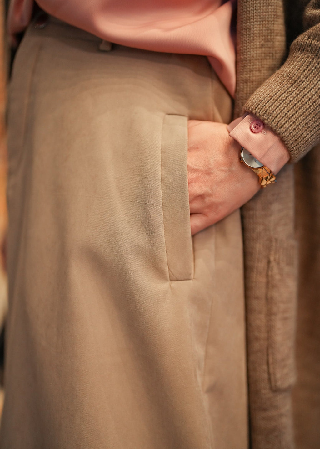 Vintage Suede Belted Skirt