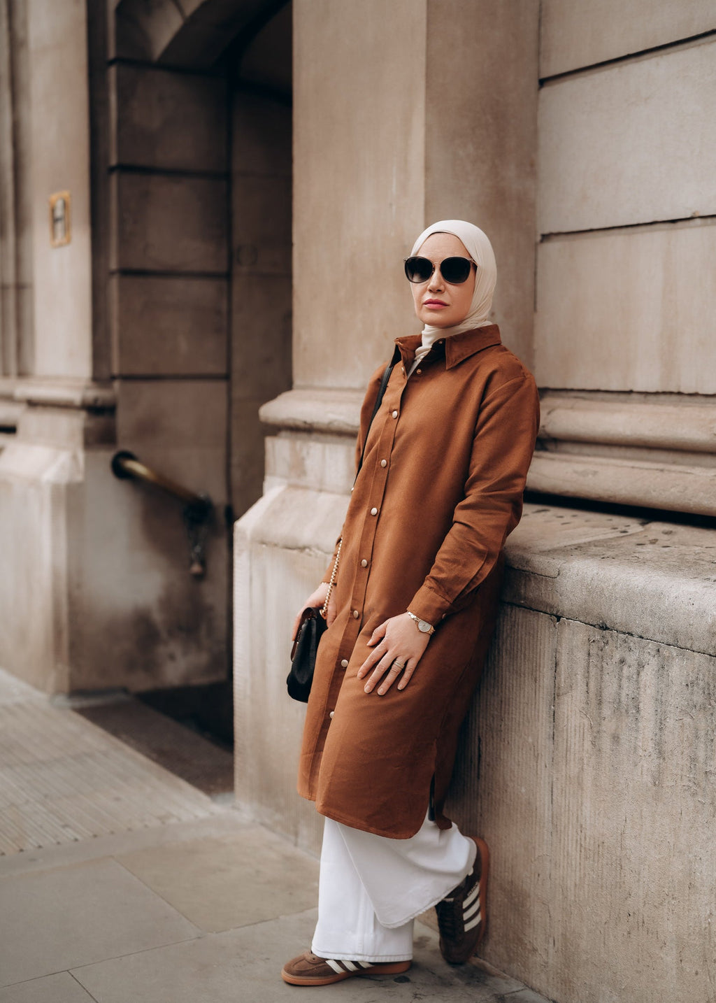 Modest Suede Shirt Dress