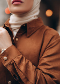 Modest Suede Shirt Dress
