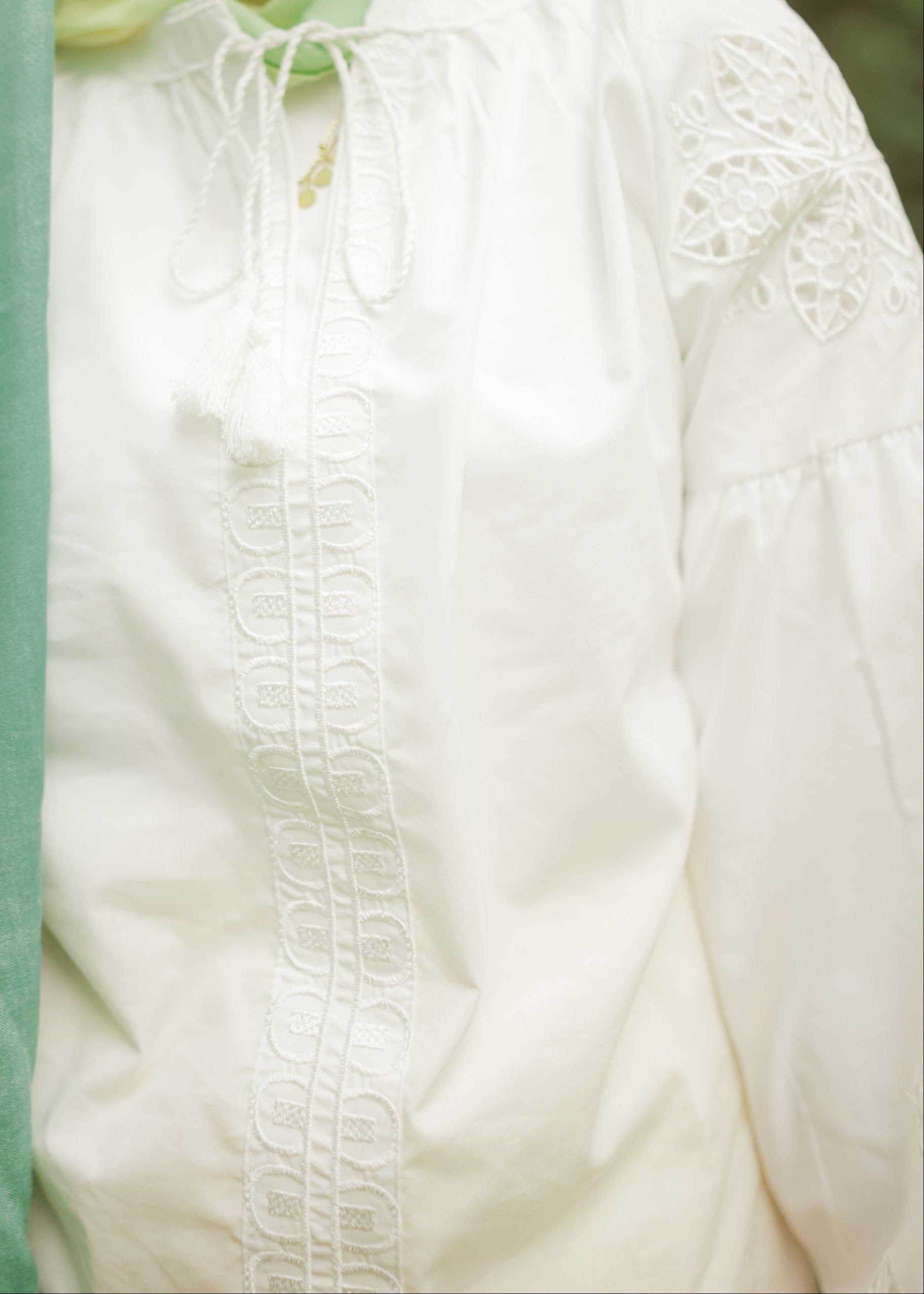 White Cotton Embroidered Boho Blouse