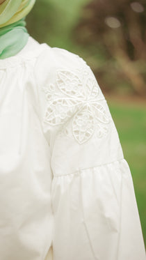 White Cotton Embroidered Boho Blouse